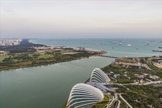 City panorama of the bay in Singapore