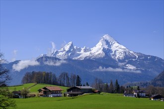 Watzmann from Bischofswiesen, Berchtesgadener Land, Upper Bavaria, Bavaria, Germany, Europe