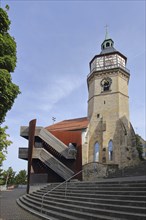 Markgrafenhof with baroque town tower built 1614 Landmark, baroque, Backnang, Baden-Württemberg,