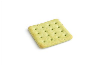 Green cracker pile isolated on white background. side view, close up