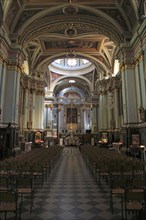 Nave and altar inside Saint Francis of Assisi Church interior, Valletta, Malta, Europe