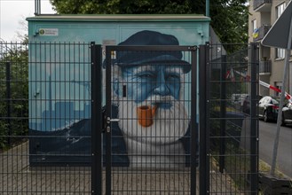 Maritime-style electrical transformer station, Duisburg-Ruhrort harbour district, North