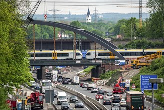 Motorway construction site, reconstruction of the Herne motorway junction, A42 and A43, new