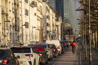 Inner city traffic, street Schöne Aussicht, with cycle lane, the building of the European Central