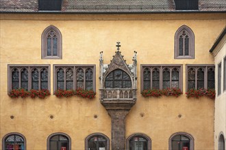 Façade with oriel of the Old Town Hall, 16th century, Regensburg, Upper Palatinate, Bavaria,