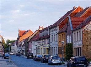 Weberstraße, a cobbled street with mainly half-timbered houses in the old town centre of Stendal in