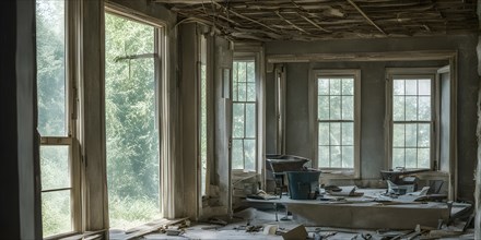 Interior of a house under renovation, AI generated