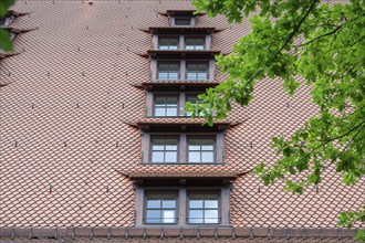 Dormer windows of the imperial stables, former granary, built around 1494, today a youth hostel,