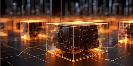 Interconnected cubes symbolizing a blockchain network, AI generated