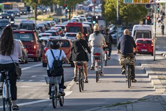 Cyclists on cycle paths, on H.C. Andersens Boulevard, the city centre of Copenhagen, is considered