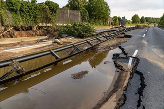 Flood on the Erft, here the federal road B265 destroyed by the water, Erftstadt, North