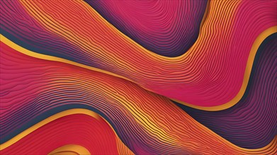 Seamless abstract pattern of vector fluid curved lines creating a dynamic ripple effect in vibrant