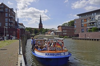 Europe, Germany, Lower Saxony, Buxtehude, Hamburg Metropolitan Region, Este, harbour, waterfront