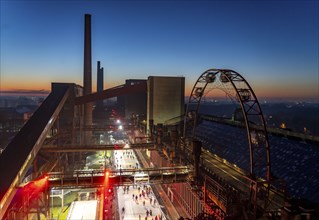 Ice rink at the Zollverein coking plant, Zollverein World Heritage Site, Essen, Germany, Europe