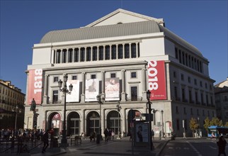 Teatro Real opera house theatre building in Plaza de Isabel II, Madrid, Spain, Europe