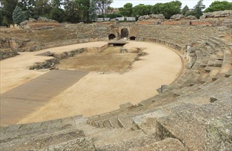 Gladiatorial arena of Circa Romano hippodrome, Merida, Extremadura, Spain, Europe