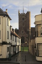 Evening light falling on Church of Saint John the Baptist, Devizes, Wiltshire, England, UK