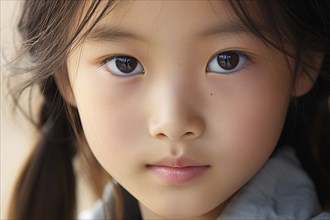 Portrait of young Asian girl child. KI generiert, generiert AI generated