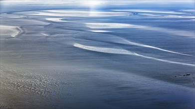 Structures formed by wind and water in the sand, aerial view, Sylt, Schleswig-Holstein Wadden Sea