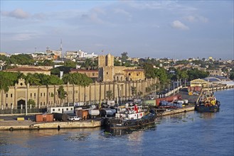 View over capital Santo Domingo, showing the Ozama Fortress and city walls along the Ozama River,