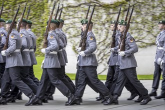 Soldiers from the Bundeswehr Guard Battalion, photographed during a reception with military honours