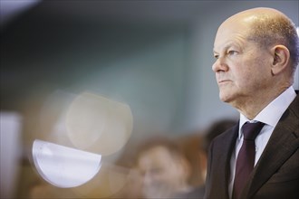 Olaf Scholz (SPD), Federal Chancellor, pictured during a meeting of the Federal Cabinet. Berlin, 24