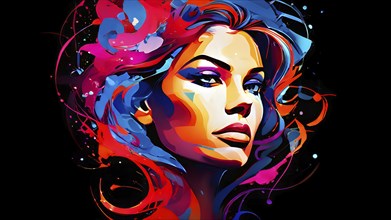 AI generated abstract portrait in vector art foundation watercolor textures with overlapping