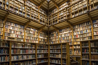 Beautiful library with old books, Benedictine Abbey Maria Laach, Eifel, Rhineland-Palatinate,