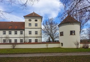 Meßkirch Castle, Castle of the Counts of Zimmern, Zimmern Castle, small round tower, castle wall,