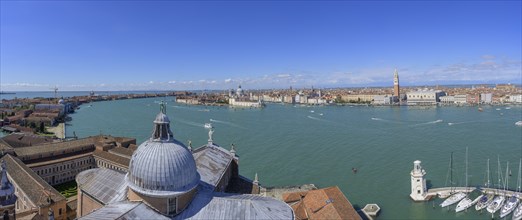 View from the tower of the San Giorgio Maggiore church to St Mark's Square, Venice, Metropolitan