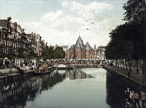 New Market and Bourse, Stock Exchange, Amsterdam, Holland, 1890, Historical, digitally restored