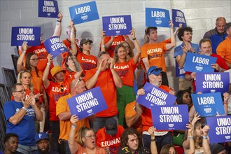 Detroit, Michigan, USA, 2 September 2024, Union members attended a Kamala Harris campaign rally on