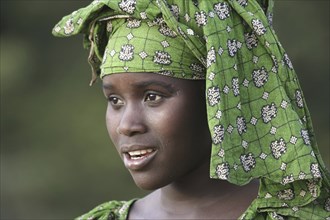 Young girl with traditional headdress, Gambia, Africa, Africa