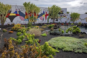 Mural in the garden, Fundación César Manrique, César Manrique Foundation, Tahíche, Lanzarote,