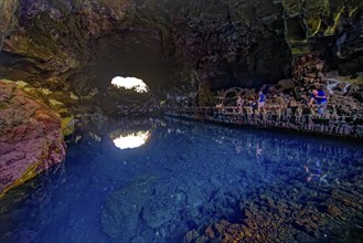 Lava tunnel, Jameos del Agua art and cultural site, designed by artist César Manrique, Lanzarote,