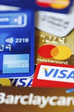 Credit cards from VISA, Mastercard and American Express in Stuttgart, Germany, Europe