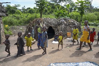 Pygmies of the Baka or BaAka people, Bayanga, Sangha-Mbaéré Prefecture, Central African Republic,