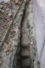 Newly excavated trench for sewage pipe, Stuttgart, Baden-Württemberg