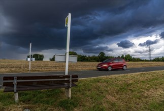 Single stop of bus line 510 between Korbach and Bad Wildungen, country road near Waldeck in North