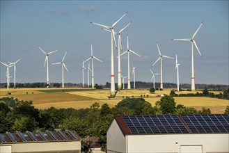 Wind farm near the East Westphalian town of Energiestadt Lichtenau, agricultural business with