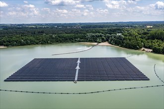 Germany's largest floating solar power plant on the Silbersee III, a quarry pond no longer used for