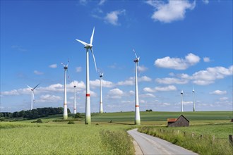 Wind farm near Brilon-Radlinghausen, Sauerland, North Rhine-Westphalia, Germany, Europe