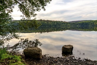 The Möhnesee, reservoir in the northern Sauerland, branch of the Hevesee, Kleine Schmalenau bay,