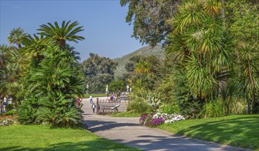 English garden in the mountain park of the Royal Palace Palazzo Reale, Italian Versailles, Caserta,