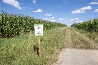 Sign for dog owners that they should stay on the paths and that dogs must be kept on a lead.NABU,