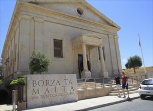 Stock Exchange building in former Garrison Chapel, Castille Square, Valletta, Malta, Europe