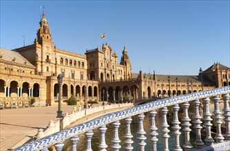 The Plaza de España, Seville, Spain built for the Ibero-American Exposition of 1929. It is a