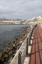 Sandy beach Calle Independencia, Ceuta, Spanish territory in north Africa, Spain, Europe