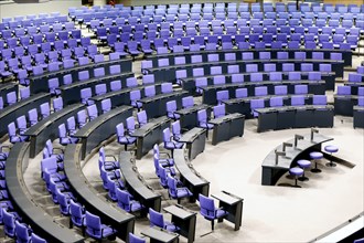 View of the German Bundestag. There are 736 seats for MPs in the 20th German Bundestag. In future,