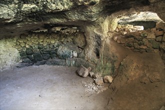 Medieval cave dwellings homes Ghar il-Kbir, Dingli, Malta, Europe